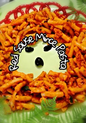 A picture of Red Sauce Mince Pasta.