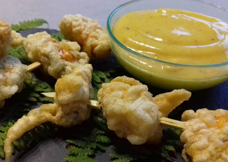 Tempura de moules, mayonnaise curry