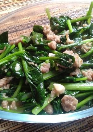 Foto resep Tumis sawi pagoda dan daging cincang