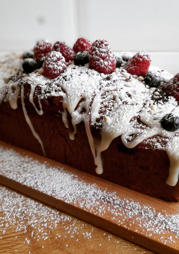 Una foto de Plumcake de frutos del bosque y nueces con chocolate blanco
