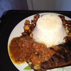 A picture of Rice and stew.