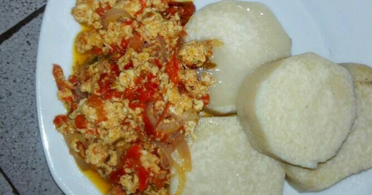 Boiled yam and egg sauce Recipe by Linda Oja Cookpad