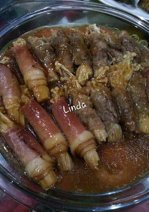 Foto resep Beef enoki roll with sauce