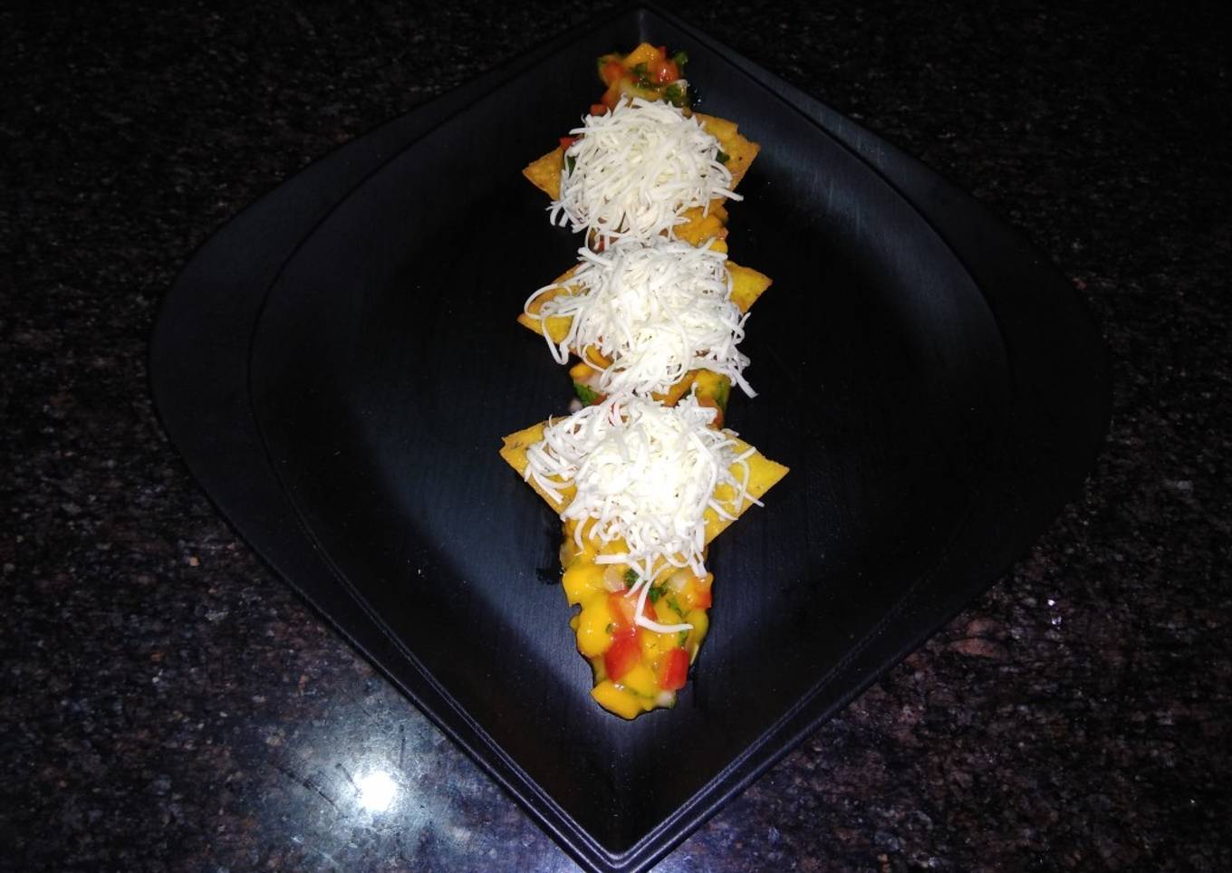 Raw Mango Nachos with Ripe Mango Salsa
