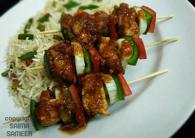 Shashlik with sweet and sour sauce