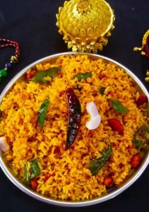 A picture of Puliyodharai Rice.