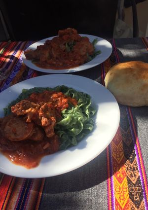 Una foto de Tallarines caseros de espinaca