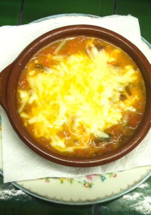 Una foto de Camarones Saganaki