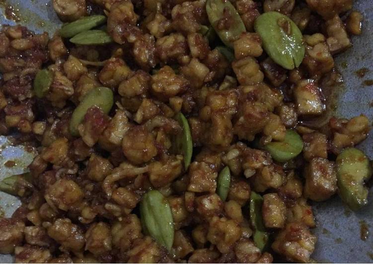 Resep Sambal Tempe Ebi Petai campur Teri, Lezat Sekali