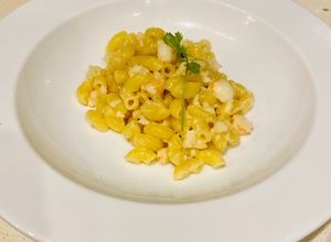 Hình của món Mì ý tôm phô mai cho bé.