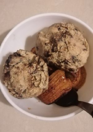 A picture of CARAMELIZED APPLES WITH SALTED CARAMEL ICE-CREAM #themechallenge.