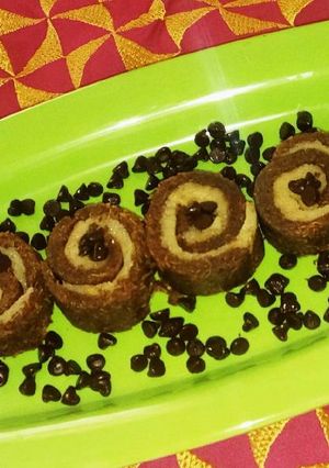 A picture of Chocolate vermicilli coconut swiss roll.