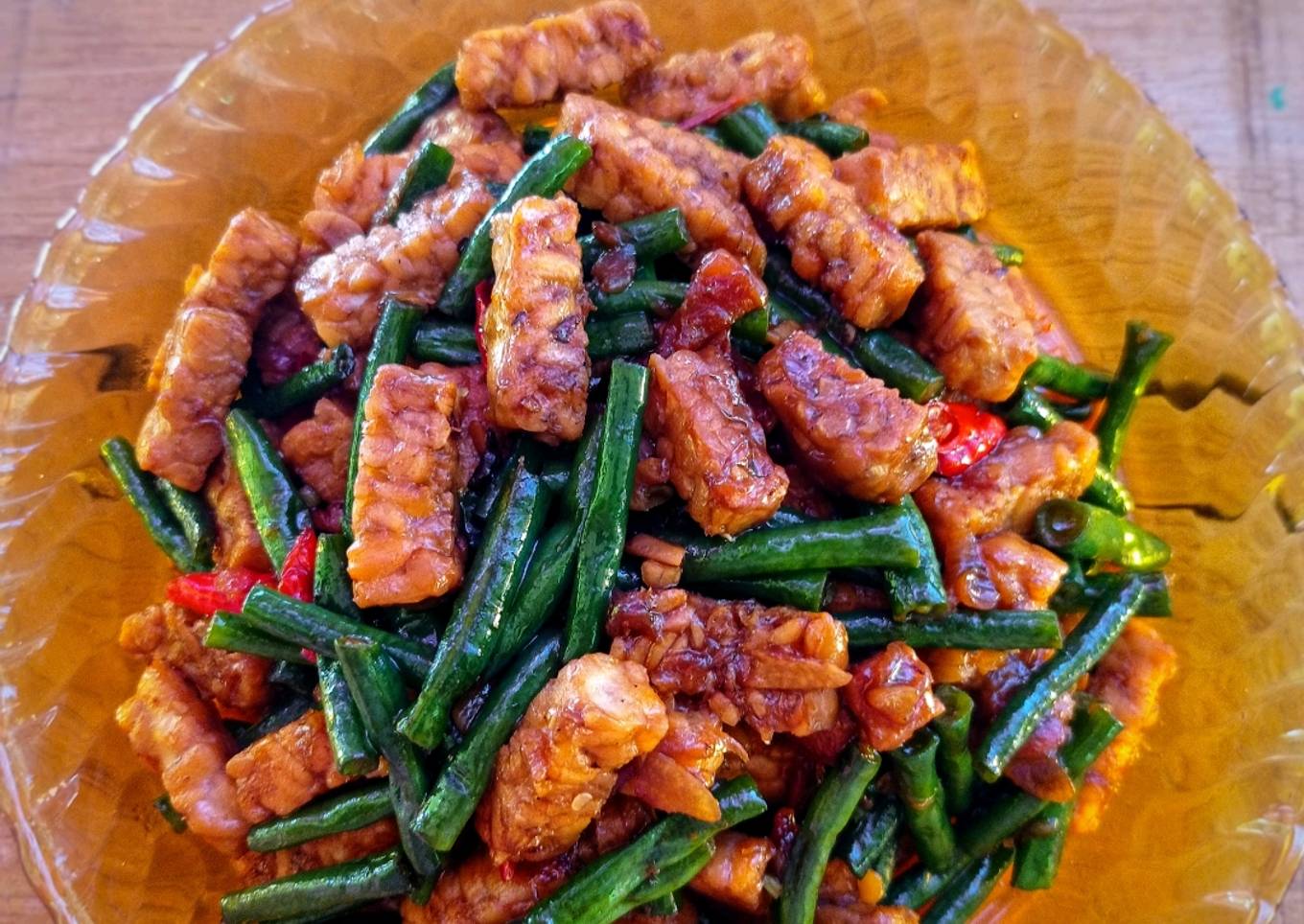 Tumis Tempe kacang panjang