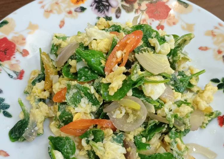 Resep ☘️Bayam Brazil Goreng Telur yang Lezat