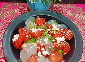 A picture of Summer Salad With Ice Apple And Watermelon.