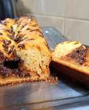 Budín de naranja con relleno de choco-dulce de leche
