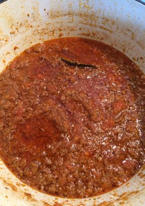 A picture of Super easy Bolognese sauce from scratch.