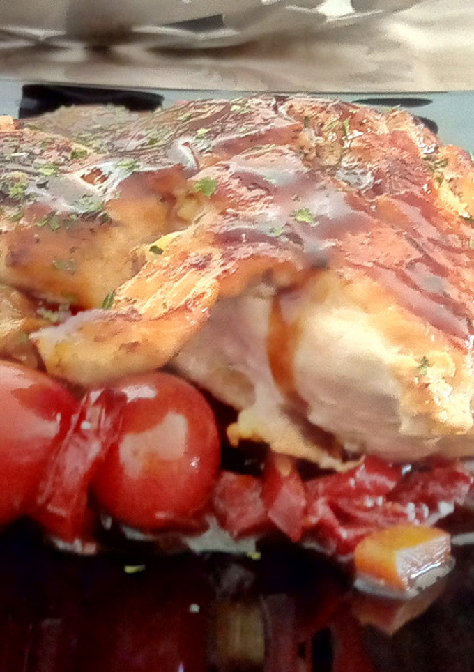 Una foto de Pechugas de Pollo con Verduritas al Wok al Pedro Ximénez