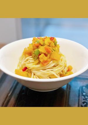 南瓜五蔬麵線 20分鐘上菜健康增肌減脂食譜 簡單新手易上手 的食譜成品照片