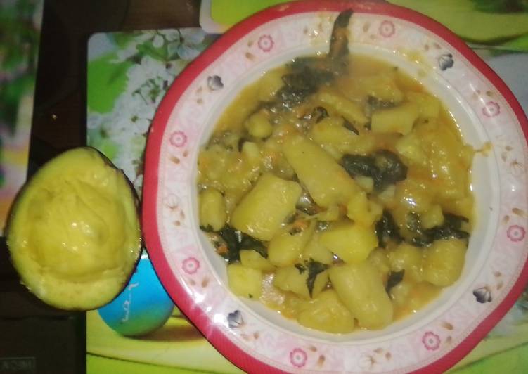 Matoke and spinach
