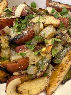 A picture of Greek Lemon Roasted Potatoes.