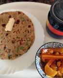 Methi, spring onion and cheese paratha