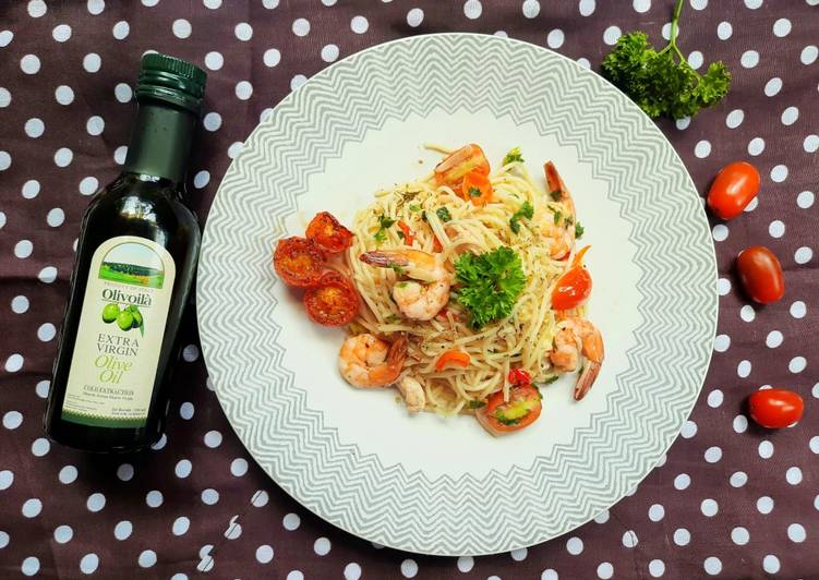 Langkah Mudah untuk Menyiapkan Spaghetti Aglio Olio With Olivoila, Lezat Sekali