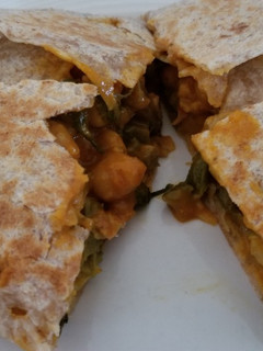 A picture of Trinidad inspired vegetarian roti.