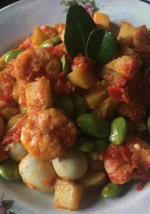 Foto resep Balado udang pete telur puyuh