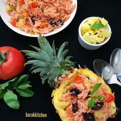 A picture of Mexican rice with Pineapple.