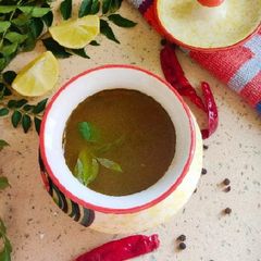 A picture of Pepper Rasam (spicy and tangy).