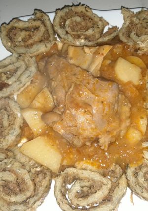 صورة لوصفة بطاطا رولي بالصوص واللحم المرحي 🥔🥔🥩🥩