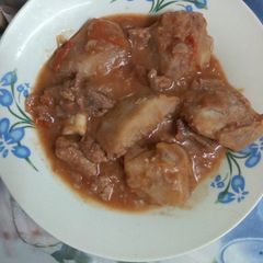 A picture of Arrowroots in beef stew #mycreativearrowrootsrecipecontest#.