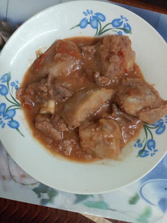 A picture of Arrowroots in beef stew #mycreativearrowrootsrecipecontest#.