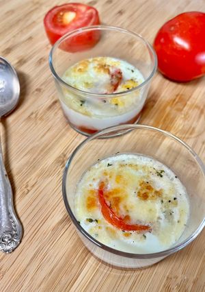 A picture of Tomato Egg Cocotte in the Air Fryer.