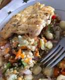 Ensalada de quinua, lentejas y verduras con filete de pollo 😋