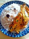 Filetes de pollo al tikka curry con arroz blanco al tikka masala