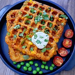 A picture of Eggless Savory Vermicelli Waffles.