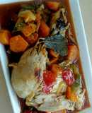 Pollo escabechado con verduras