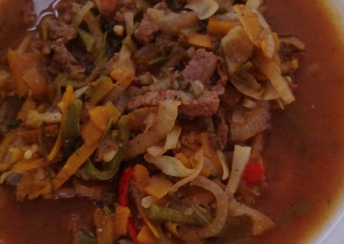 Fajitas de carne con verduras. (Estilo chino)