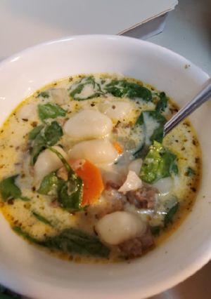 A picture of Slow Cooker Sausage Gnocchi Soup.