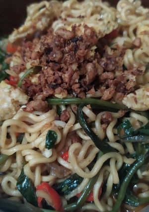 Foto resep Mie nyemek kangkung