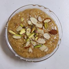 A picture of Badam halva / sheera.