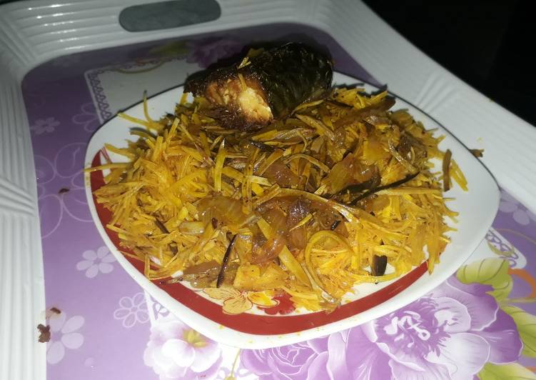 Recipe of Delicious Abacha with fried fish