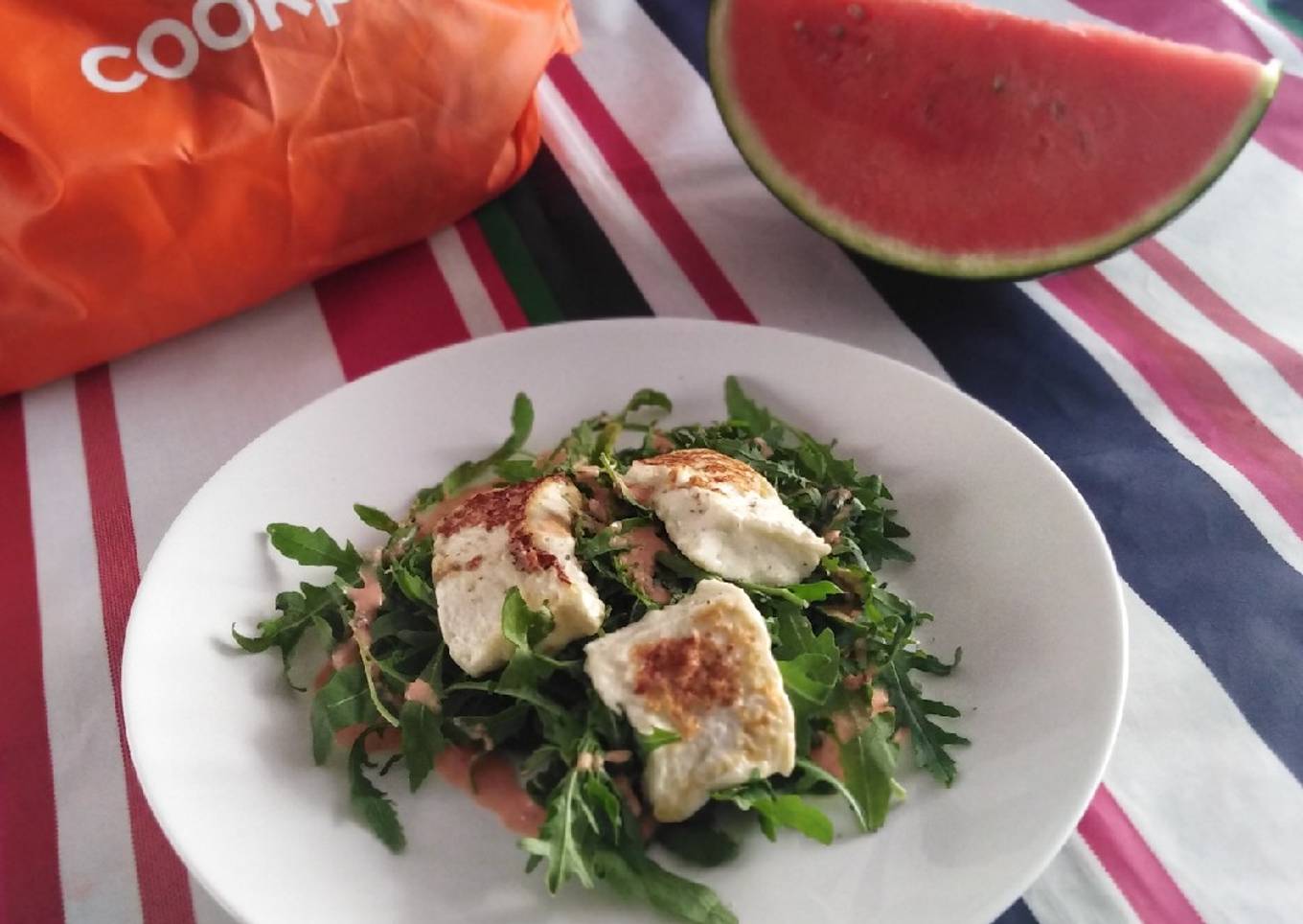 Piastrato Primosale with rockets and tzatziki all'anguria