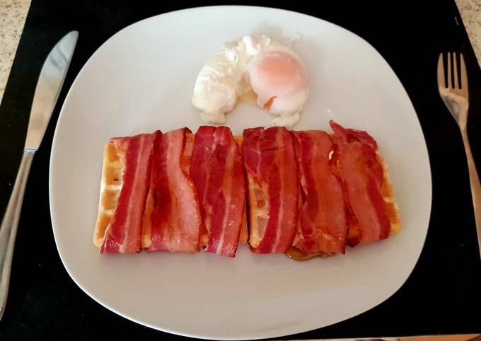 My Streaky Bacon wrapped Waffles with Maple Syrup. 😍