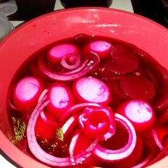 Dill Garlic Picked Beets and Eggs A picture of Dill Garlic Picked Beets and Eggs.