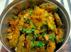 A picture of Karela Subzi (Bitter Gourd).