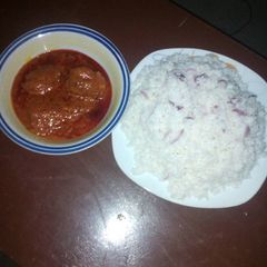 A picture of Rice and fish stew.