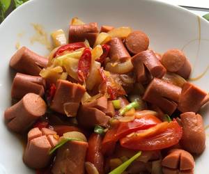 Ini Caranya Tumis sosis ayam saus tiram Mantul Banget